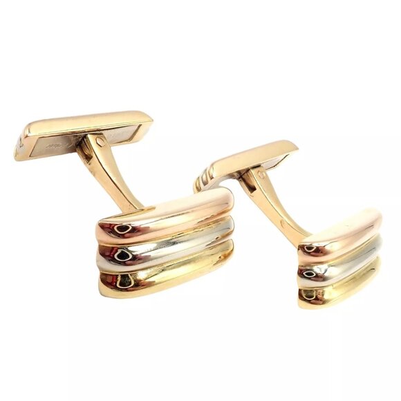 Rare! Vintage Authentic Cartier Trinity 18k Tri-Color Gold Cufflinks - Picture 1 of 10